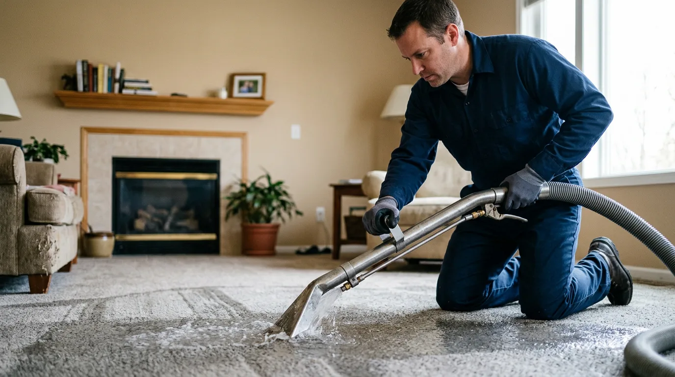 Water damage restoration technician working near Avilla, IN